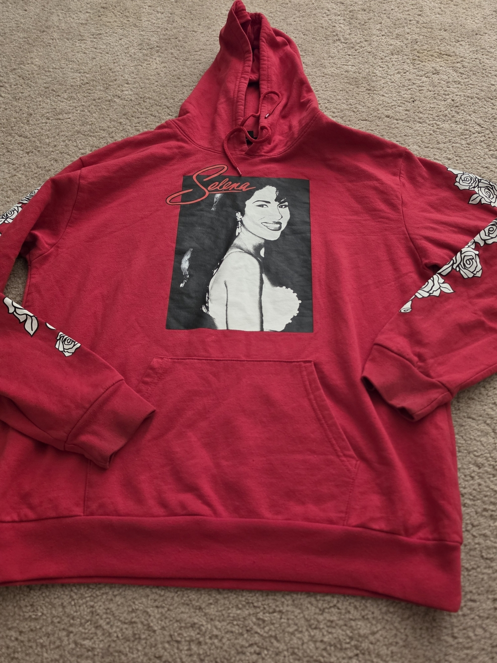 Selena Red Graphic Hoodie - Women's Pullover Sweatshirt